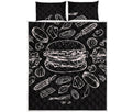 Black And White Hamburger Print Quilt Bed Set