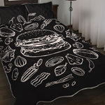 Black And White Hamburger Print Quilt Bed Set