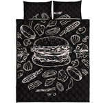 Black And White Hamburger Print Quilt Bed Set