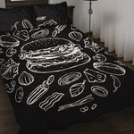 Black And White Hamburger Print Quilt Bed Set
