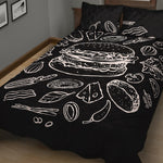 Black And White Hamburger Print Quilt Bed Set