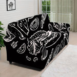 Black And White Hamburger Print Sofa Cover