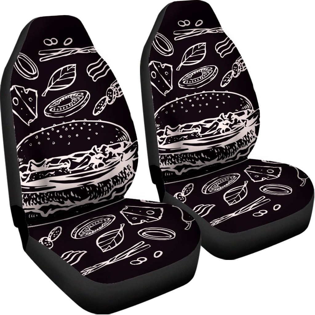 Black And White Hamburger Print Universal Fit Car Seat Covers