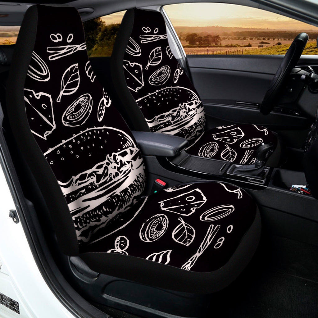 Black And White Hamburger Print Universal Fit Car Seat Covers