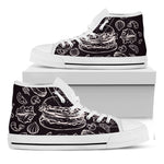 Black And White Hamburger Print White High Top Shoes