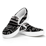 Black And White Hamburger Print White Slip On Shoes