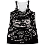Black And White Hamburger Print Women's Racerback Tank Top