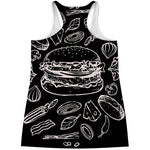 Black And White Hamburger Print Women's Racerback Tank Top