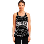 Black And White Hamburger Print Women's Racerback Tank Top