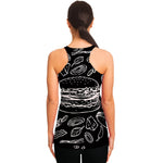 Black And White Hamburger Print Women's Racerback Tank Top