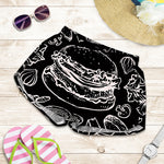 Black And White Hamburger Print Women's Shorts
