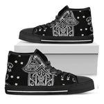 Black And White Hamsa Print Black High Top Shoes