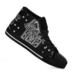 Black And White Hamsa Print Black High Top Shoes