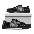 Black And White Hamsa Print Black Low Top Sneakers