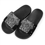Black And White Hamsa Print Black Slide Sandals