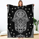 Black And White Hamsa Print Blanket
