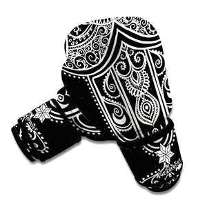 Black And White Hamsa Print Boxing Gloves