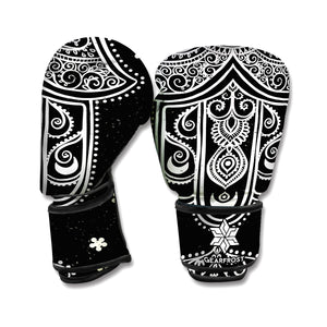 Black And White Hamsa Print Boxing Gloves