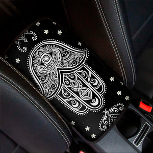 Black And White Hamsa Print Car Center Console Cover