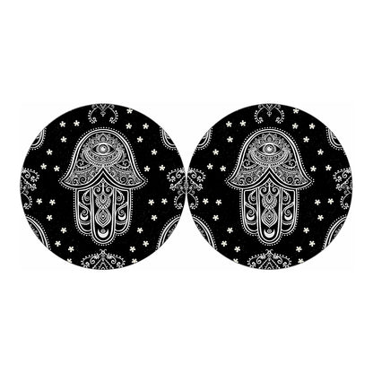 Black And White Hamsa Print Car Coasters