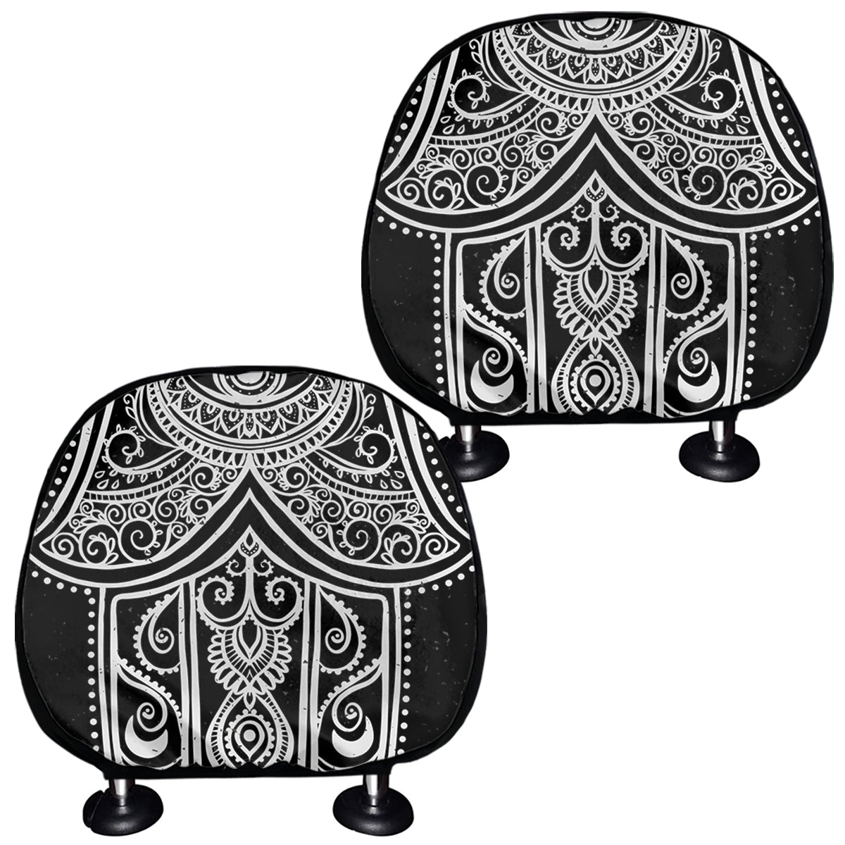 Black And White Hamsa Print Car Headrest Covers