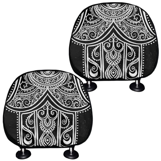Black And White Hamsa Print Car Headrest Covers