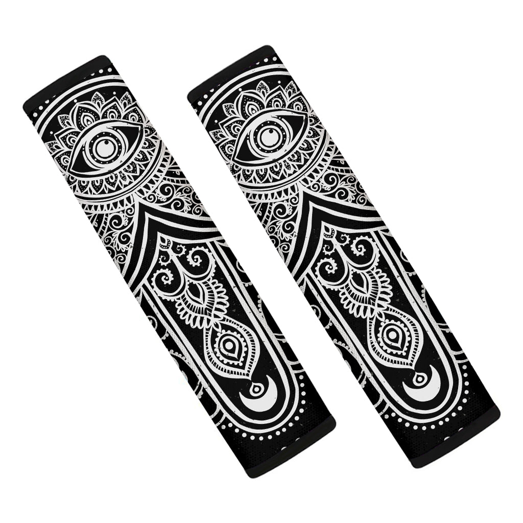 Black And White Hamsa Print Car Seat Belt Covers