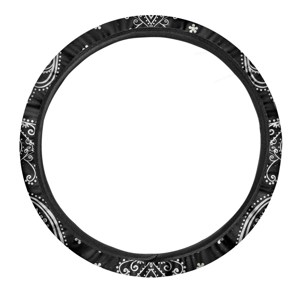 Black And White Hamsa Print Car Steering Wheel Cover