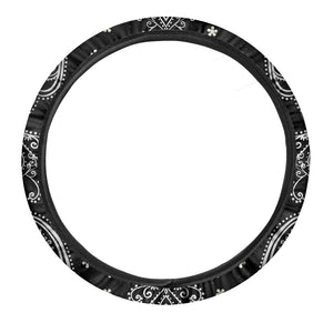 Black And White Hamsa Print Car Steering Wheel Cover