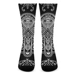 Black And White Hamsa Print Crew Socks