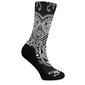 Black And White Hamsa Print Crew Socks