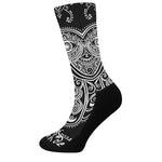 Black And White Hamsa Print Crew Socks