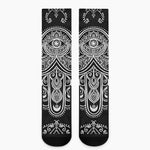 Black And White Hamsa Print Crew Socks