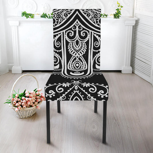 Black And White Hamsa Print Dining Chair Slipcover