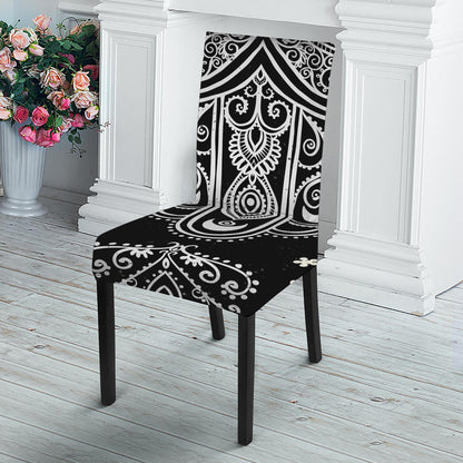 Black And White Hamsa Print Dining Chair Slipcover