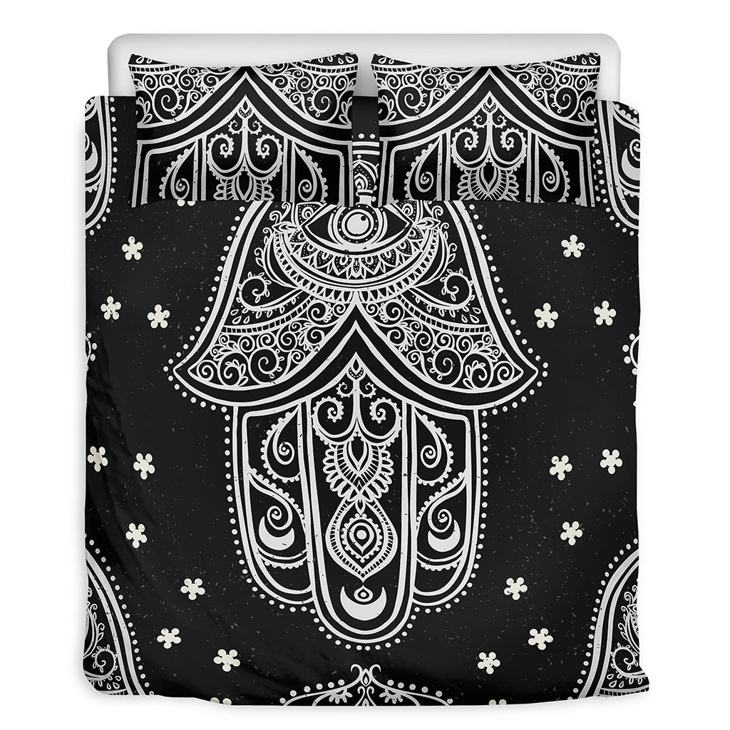 Black And White Hamsa Print Duvet Cover Bedding Set