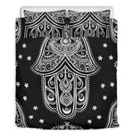 Black And White Hamsa Print Duvet Cover Bedding Set