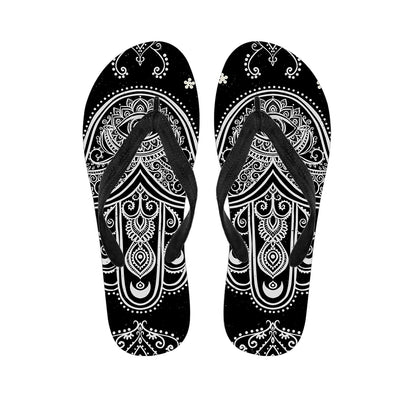 Black And White Hamsa Print Flip Flops