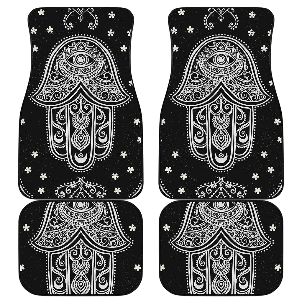 Black And White Hamsa Print Front and Back Car Floor Mats
