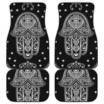 Black And White Hamsa Print Front and Back Car Floor Mats