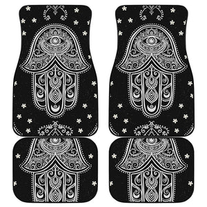 Black And White Hamsa Print Front and Back Car Floor Mats