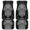 Black And White Hamsa Print Front and Back Car Floor Mats