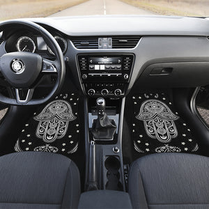 Black And White Hamsa Print Front and Back Car Floor Mats