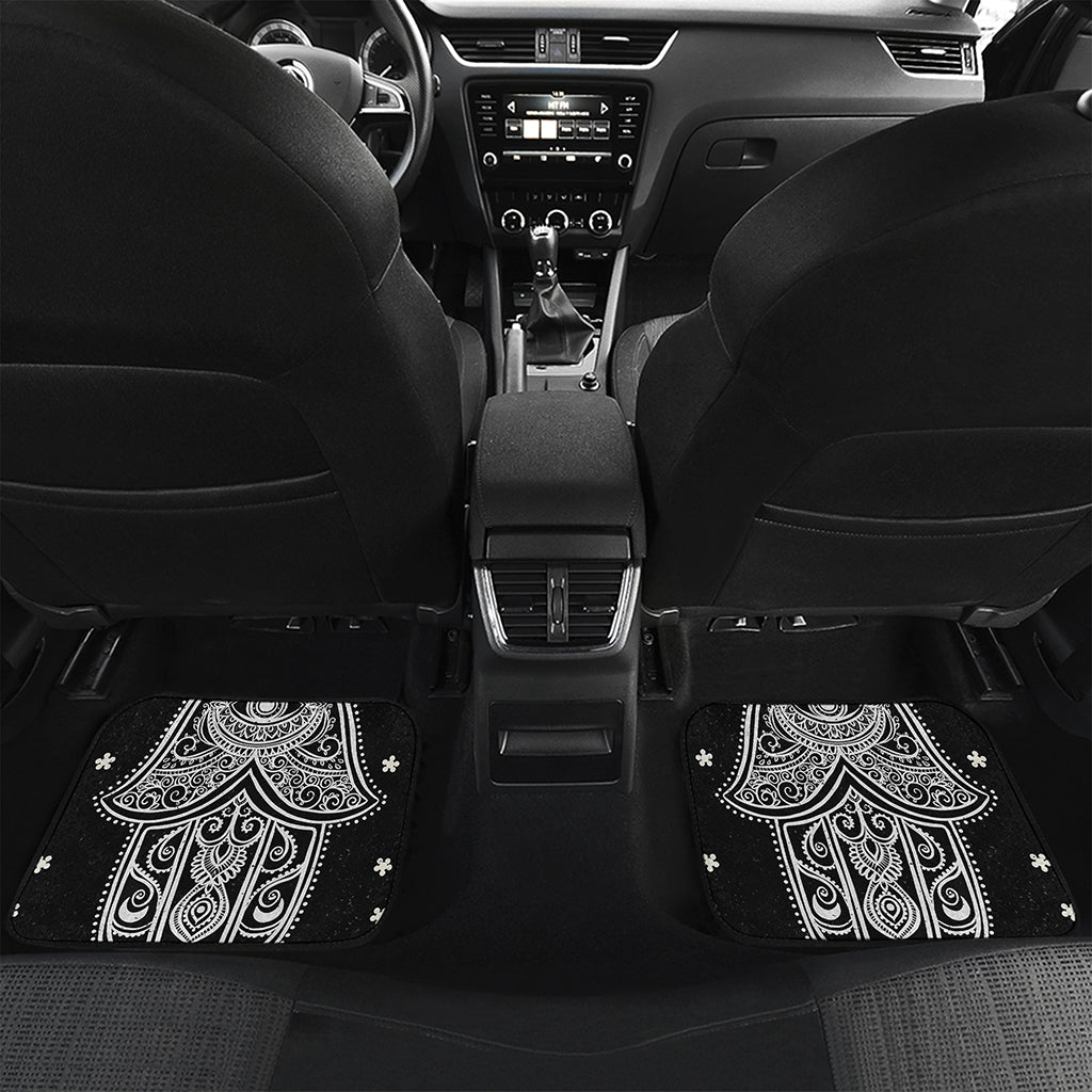 Black And White Hamsa Print Front and Back Car Floor Mats