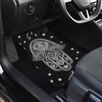 Black And White Hamsa Print Front and Back Car Floor Mats