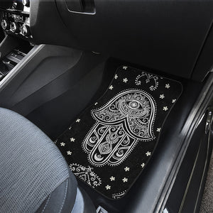 Black And White Hamsa Print Front and Back Car Floor Mats