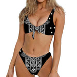 Black And White Hamsa Print Front Bow Tie Bikini