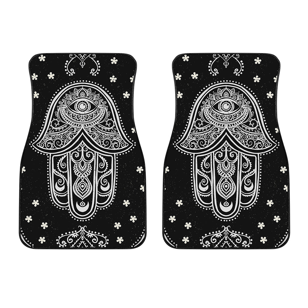 Black And White Hamsa Print Front Car Floor Mats