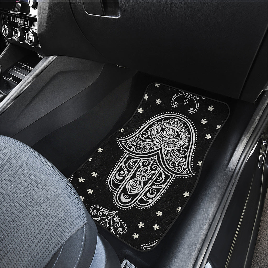 Black And White Hamsa Print Front Car Floor Mats