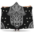 Black And White Hamsa Print Hooded Blanket